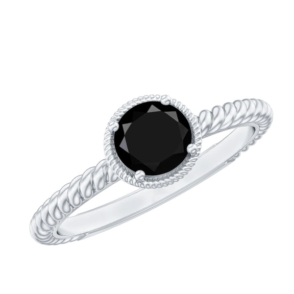 Rosec Jewels Natural Black Onyx Promise Ring for Women - December Birthstone Ring - AAA Quality - Ready to Gift, 925 Sterling Silver, US 4.00