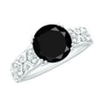 thumbnail image 1 of Rosec Jewels Natural Black Onyx Solitaire Ring with Diamond (AAA Grade), 10K White Gold, US 11.50, 1 of 9