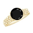 thumbnail image 1 of Rosec Jewels Natural Black Onyx Solitaire Ring with Diamond (AAA Grade), 14K Yellow Gold, US 12.00, 1 of 9