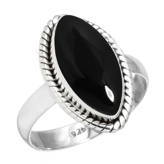Natural Black Onyx Women Jewelry 925 Sterling Silver Ring