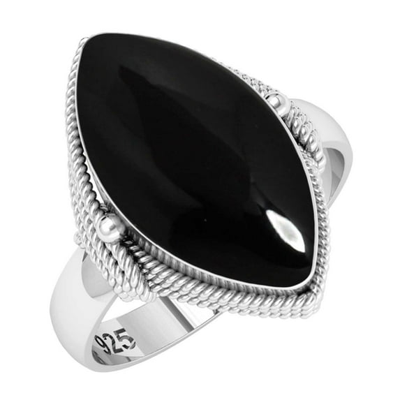 Natural Black Onyx Women Jewelry 925 Sterling Silver Ring