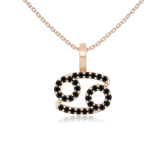 Natural Black Onyx Zodiac-Cancer Shape Pendant Necklaces for Women in 18K Rose Gold Vermeil,July Birthstone Jewelry Gifts for Her Birthday,Anniversary,Mothers Day,Christmas,Graduation,Valentines