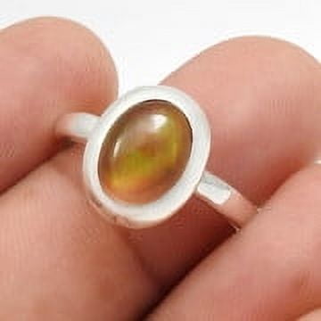 Natural Black Opal 925 Silver Daughter New Band Bezel Promise Ring Jewelry US 8