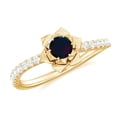 thumbnail image 1 of Rosec Jewels Black Opal Flower Engagement Ring - Natural Black Opal Diamond Ring - AAA Grade Certified - with Jewelry Box, 10K Yellow Gold, US 9.50, 1 of 8