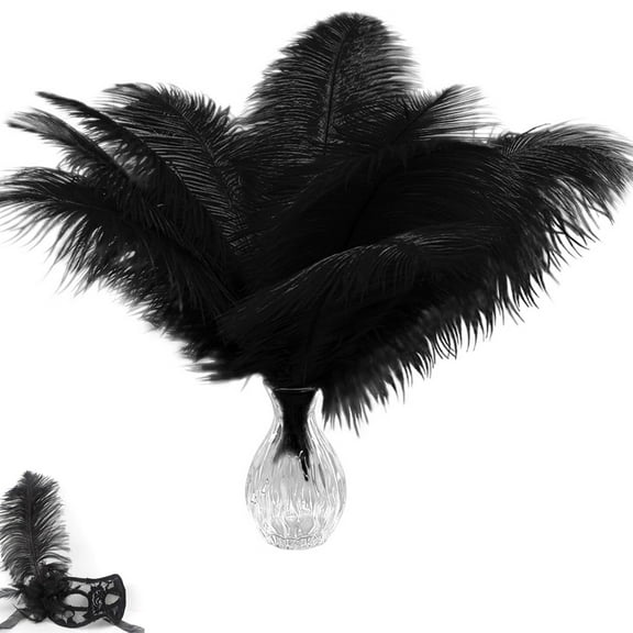 Natural Black Ostrich Feathers Tutuviw 20 Pcs Black Ostrich Feathers Bulk 8-10 inch Ostrich Feathers Ostrich Feathers Plumes for Vase Party Centerpieces DIY Projects DIY Clothing Christmas Gift(Black)