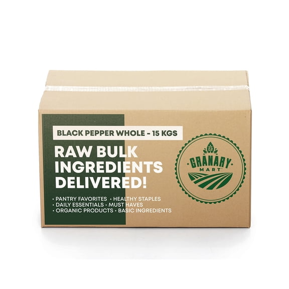 Natural Black Pepper Whole by Granary Mart Gourmet & Culinary Spice Full Bodied, Dried & Flavorful - Ready to Use Ideal for Grinder Refill - Affordable Bulk Rate 33 lbs. Bulk Bag