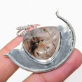 thumbnail image 1 of Natural Black Rutile Gemstone Handmade 925 Sterling Silver Pendant 1.77", 1 of 1