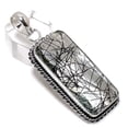 thumbnail image 1 of Natural Black Rutile Gemstone Handmade 925 Sterling Silver Pendant 2.25", 1 of 2