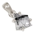thumbnail image 1 of Natural Black Rutile/ Tourmalated Quartz, Srilanka 925 Silver Pendant ALLP-27187, 1 of 1
