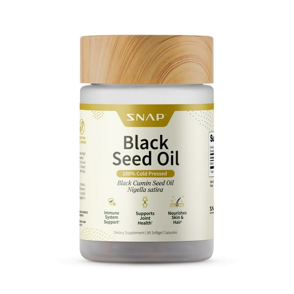 Snap Supplements Black Seed Oil Gel Caps, 100% Cold Pressed, Dietary Supplements, 90 Count