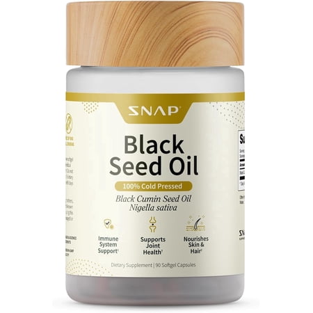 Snap Supplements Cold-Pressed Black Seed Oil Softgels, 90 Capsules, Adult Dietary Supplement, Easy-to-Use Softgel Format, For daily antioxidant and wellness support, For Convenient Everyday Use