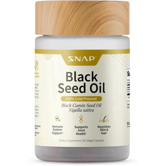 Snap Supplements Black Seed Oil Capsules - 90 Count - Immune Support & Natural Wellness