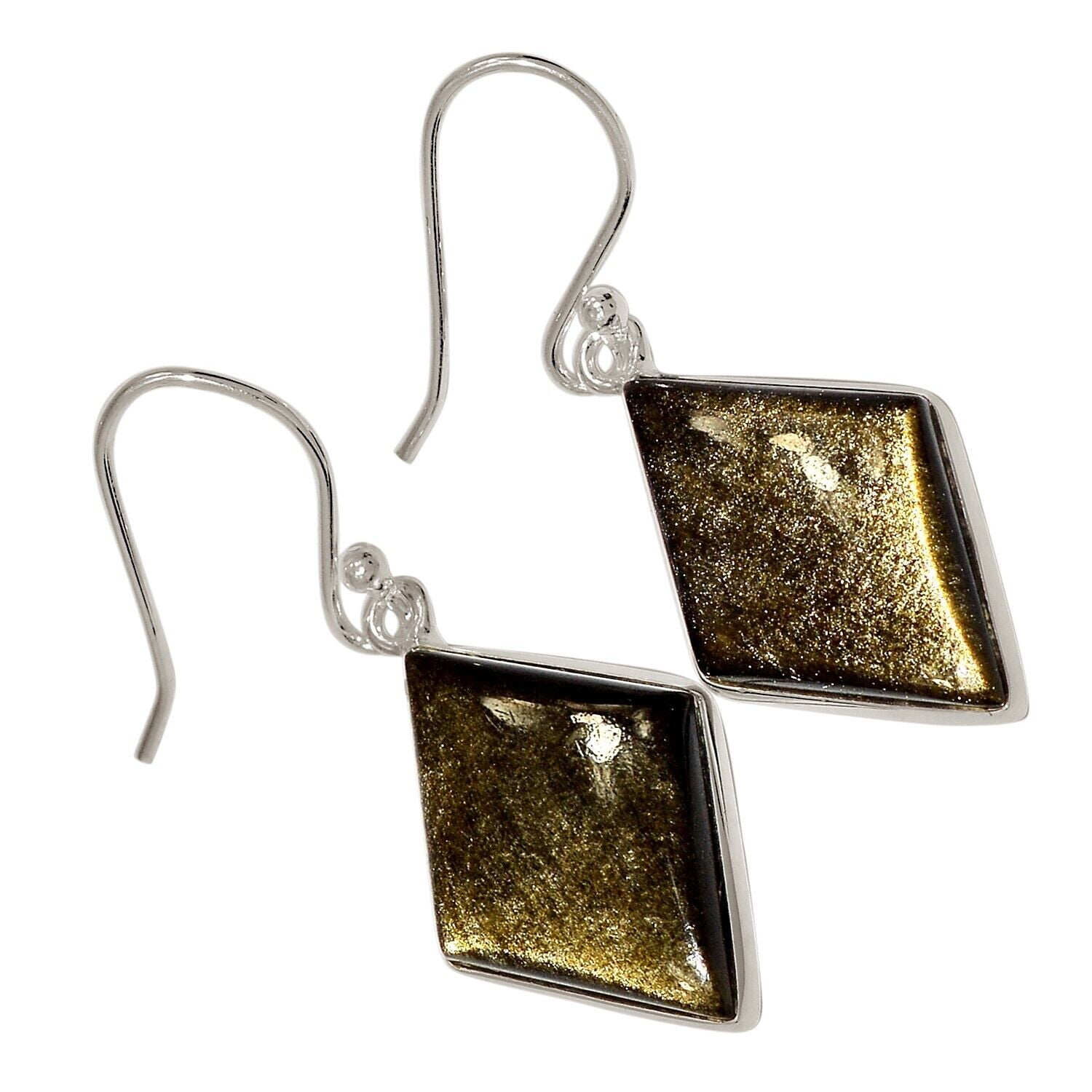 XTREMEGEMS Natural Black Sheen Obsidian 925 Sterling Silver Earrings Jewelry ALLE-18367