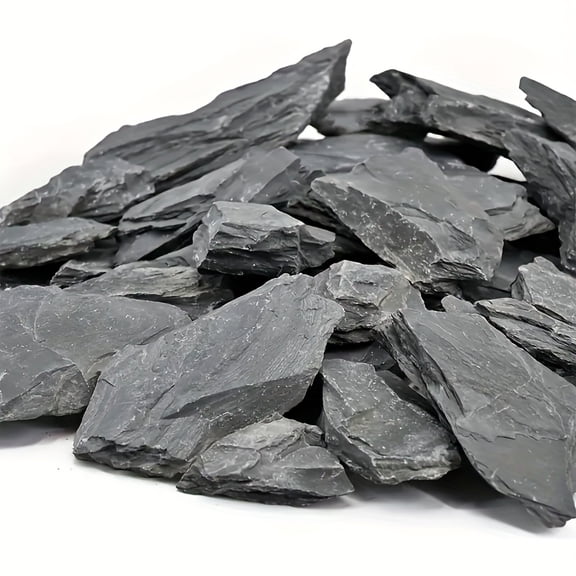 Natural Black Slate Rocks - 3 to 7 Inches, Dry & Wet Textured Stones for Aquarium Landscaping, Garden Decor, and Turtle Basking Platforms, Aquarium Decor | Textured Surface | Natural Appearance