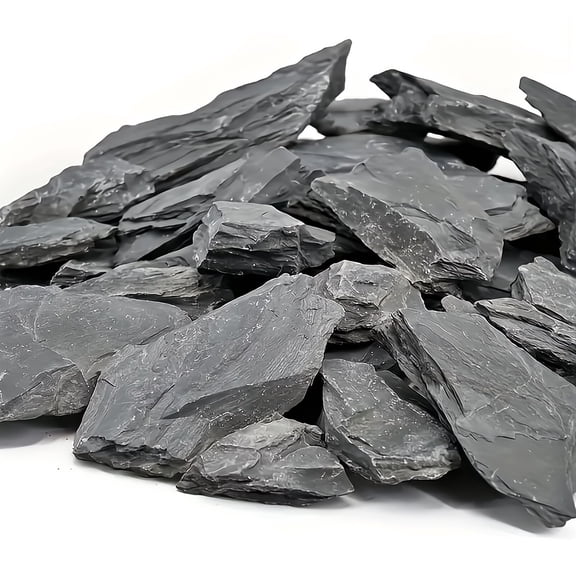 Natural Black Slate Rocks - 3 to 7 Inches, Dry & Wet Textured Stones for Aquarium Landscaping, Garden Decor, and Turtle Basking Platforms, Aquarium Decor | Textured Surface | Natural Appearance
