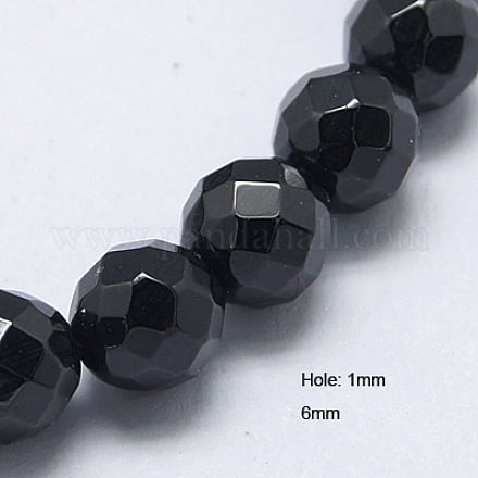 Natural Black Spinel Beads Strands Faceted Round 6mm Hole: 1mm about 64pcs/strand 15.5 inch