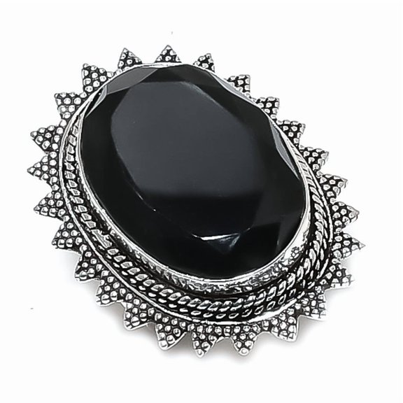 Natural Black Spinel Gemstone 925 Sterling Silver Jewelry Ring Size 7