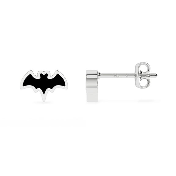 Natural Black Tourmaline Bat Shape Stud Earrings in Sterling Silver for Women, October Birthstone Jewelry for Her Birthday, Wedding Anniversary, Christmas, Mothers Day