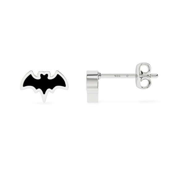 Natural Black Tourmaline Bat Shape Stud Earrings in Sterling Silver for Women, October Birthstone Jewelry for Her Birthday, Wedding Anniversary, Christmas, Mothers Day