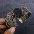 thumbnail image 1 of Natural Black Tourmaline Gemstone Copper Wire Wrap Cuff Bangle Adjustable, 1 of 4