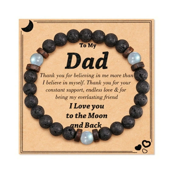 Natural Black Tourmaline Lava Stone Elastic Bracelet For Father's Day Boyfriend And