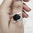 thumbnail image 1 of Natural Black Tourmaline Ring, Rough Tourmaline Ring, October Birthstone, Cross Band, 925 Sterling Silver, Womens Ring, Christmas, Thanksgiving, Handmade, Statement Jewelry, Raw Gemstone Jewelry, 1 of 5