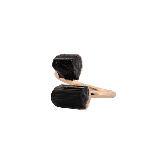 Natural Black Tourmaline Rose Gold Adjustable Ring NDBTGAR