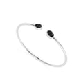 thumbnail image 1 of Natural Black Tourmaline Rough Shape Twister Bangle Bracelet in Sterling Silver for Women, October Birthstone Jewelry for Her Birthday, Wedding Anniversary, Christmas, Mothers Day, 1 of 9