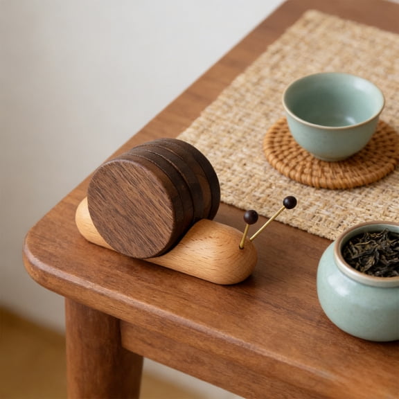 Natural Black Walnut Wood Coffee Mug Coaster | Stress-Relieving Fun C Oster for Adults | 12.5cm Scratch-Resistant Protects Surfaces | Modern Home & Office Decor