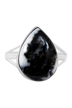 Natural Black Zebra Jasper 925 Silver Plated Ring s.8 Jewelry WR99-10058