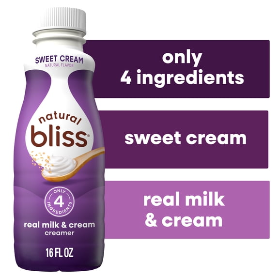 Natural Bliss Milk and Sweet Cream, Liquid Dairy Coffee Creamer, 16fl oz