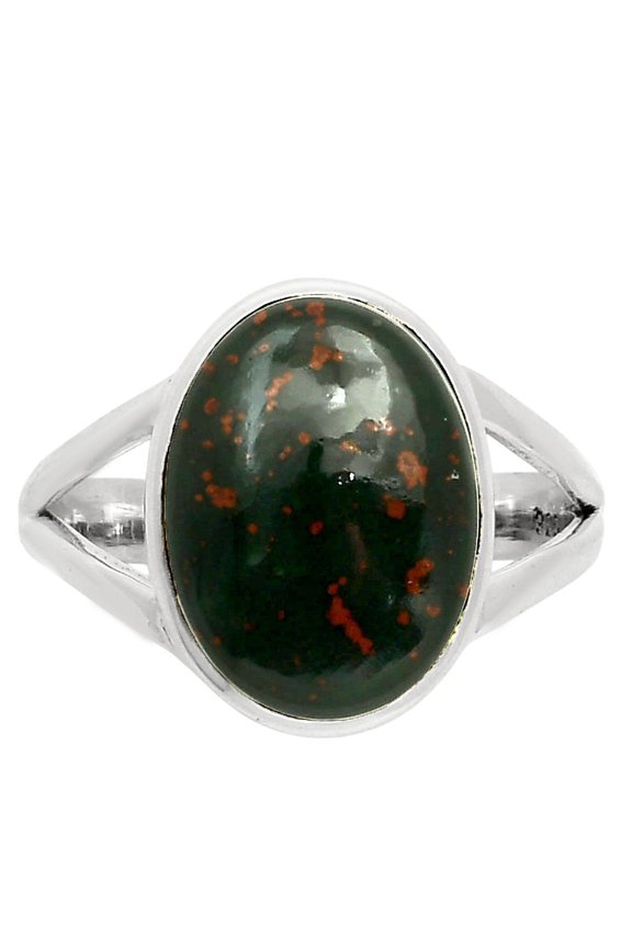 Natural Blood Stone - India 925 Sterling Silver Ring s.9 Jewelry R-1005 SDR249112