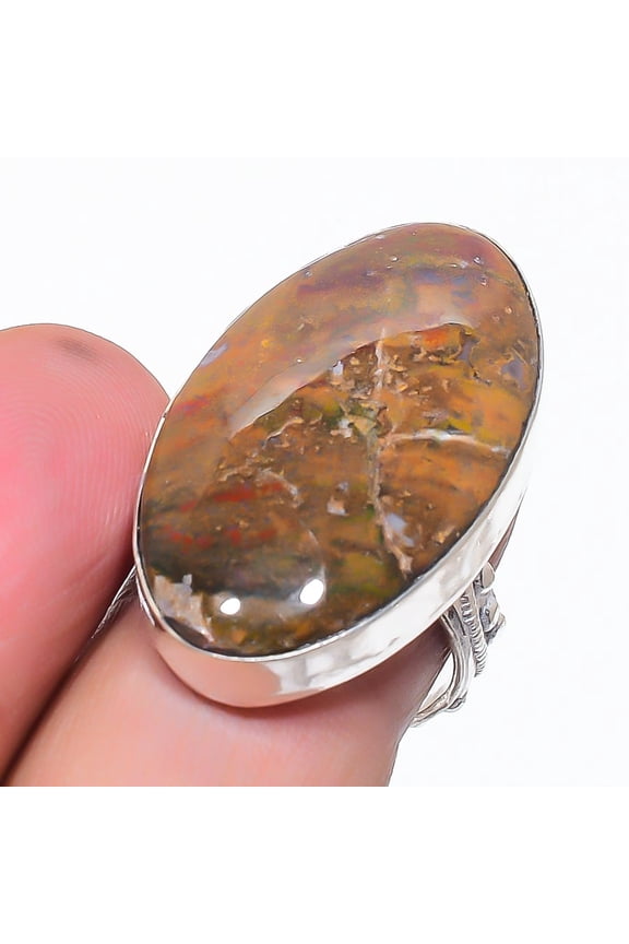 Natural Bloodstone Gemstone 925 Sterling Silver Jewelry Ring Size 7.5