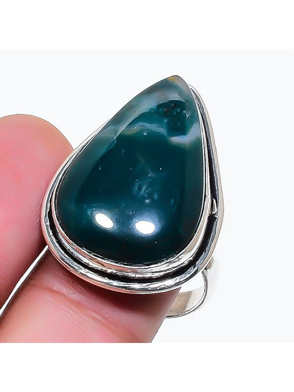 Natural Bloodstone Gemstone 925 Sterling Silver Jewelry Ring Size 9
