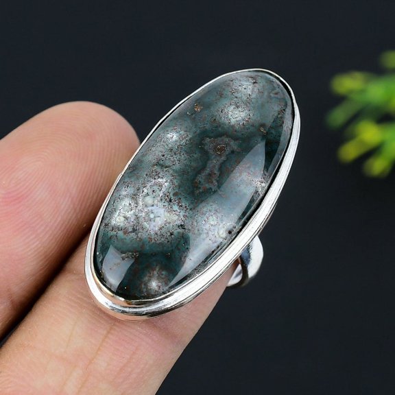 Natural Bloodstone Gemstone Handmade 925 Sterling Silver Ring Size 8