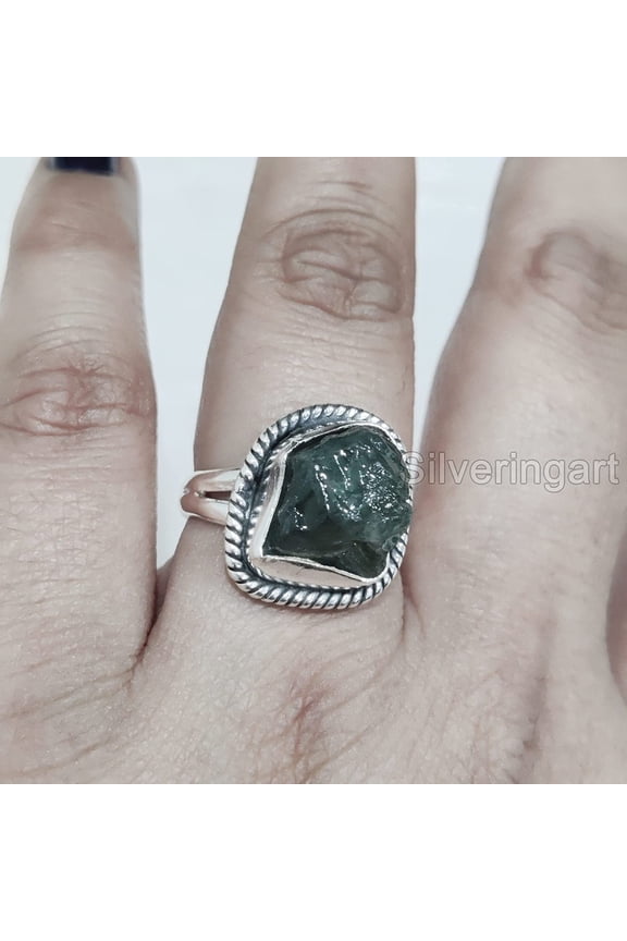 Natural Blue Apatite Ring, Rough Apatite Ring, Healing Birthstone, Bohemian Ring, 925 Sterling Silver, Womens Ring, Christmas, Thanksgiving, Handmade, Statement Jewelry, Rough Gemstone Jewelry