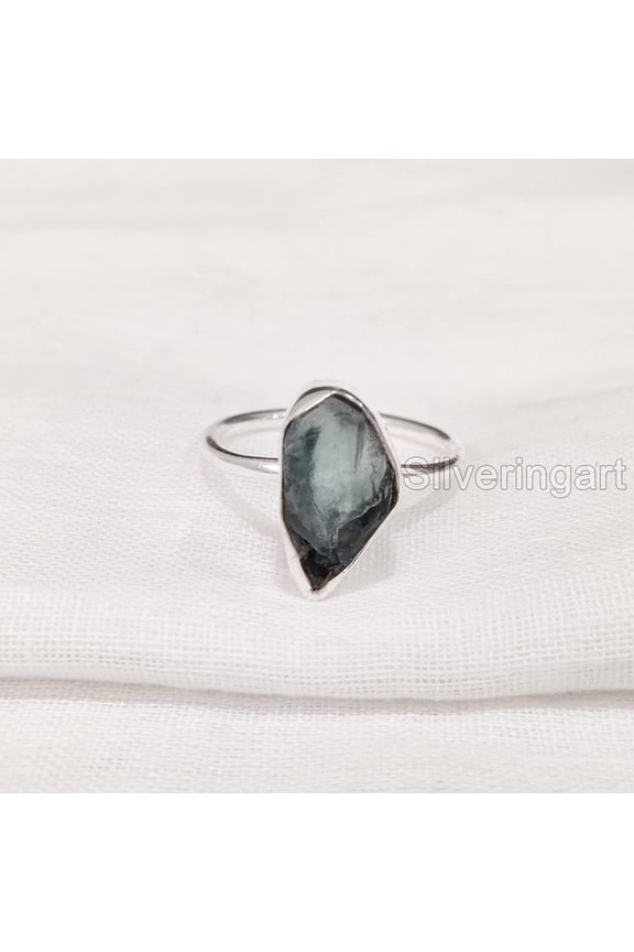 Natural Blue Apatite Ring, Rough Apatite Ring, Healing Birthstone, Simple Plain Ring, 925 Sterling Silver, Womens Ring, Christmas, Thanksgiving, Handmade, Statement Jewelry, Rough Gemstone Jewelry