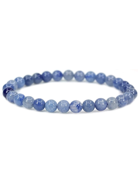 Natural Blue Aventurine Gemstone 6mm Round Beads Stretch Bracelet 7" Unisex