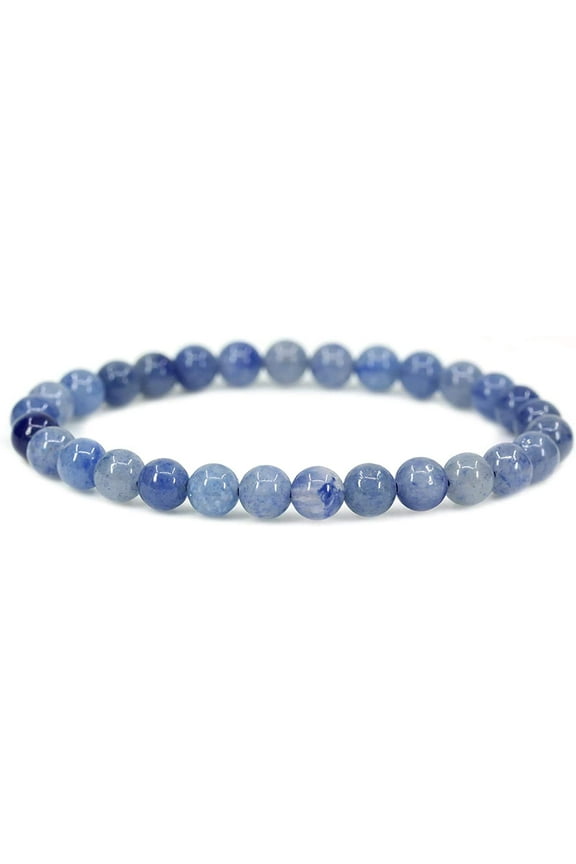 Natural Blue Aventurine Gemstone 6mm Round Beads Stretch Bracelet 7" Unisex