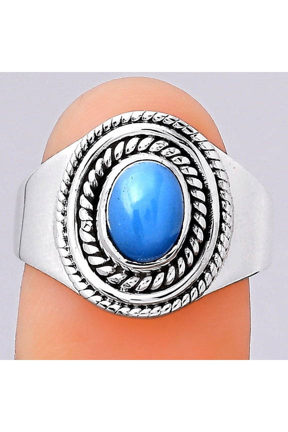 Natural Blue Chalcedony 925 Sterling Silver Ring s.7.5 Jewelry R-1278 SDR246125