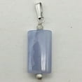 thumbnail image 1 of Natural Blue Chalcedony Rectangle Stardust Sterling Silver | 1.5" Long | Pendant, 1 of 7