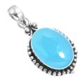 thumbnail image 1 of Natural Blue Chalcedony Women Jewelry 925 Sterling Silver Pendant, 1 of 3