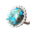 thumbnail image 1 of Natural Blue Copper Turquoise Ring, Turquoise Ring, December Birthstone, CZ Ring, 925 Sterling Silver, Womens Ring, Christmas, Thanksgiving, Handmade, Statement Jewelry, Natural Turquoise Ring, 1 of 5