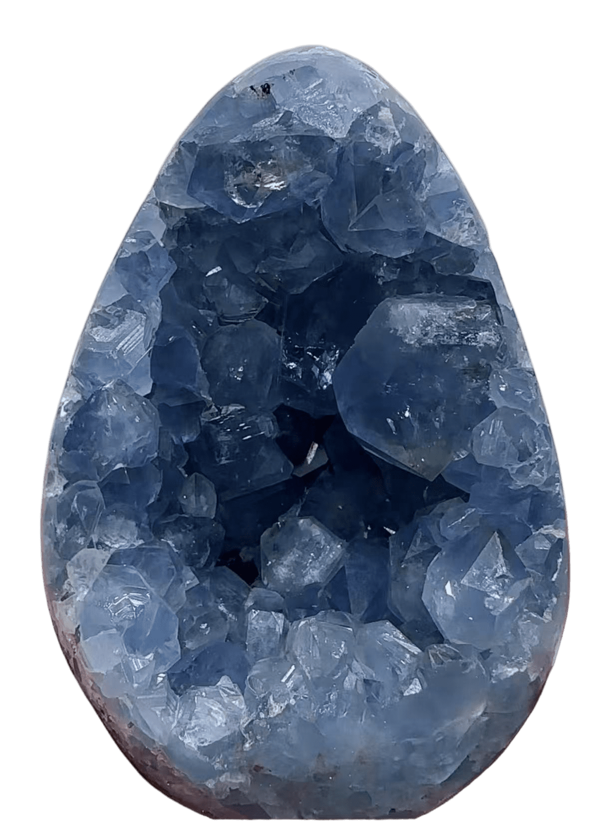 Natural Blue Crystal Dragon-Egg-Shape Geode - 3.58" x 5.31" Polished Stone Decor for Home, Office, Meditation & Collection (3.66 lbs)