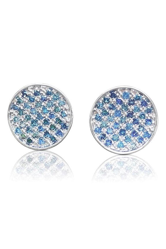 Natural Blue Diamond Circle Stud Earrings