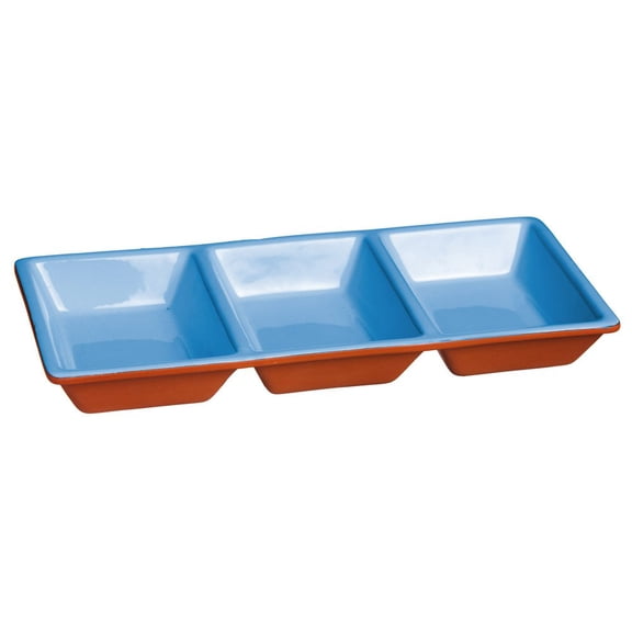 Blue Dipped Terra Cotta 3 Section Server