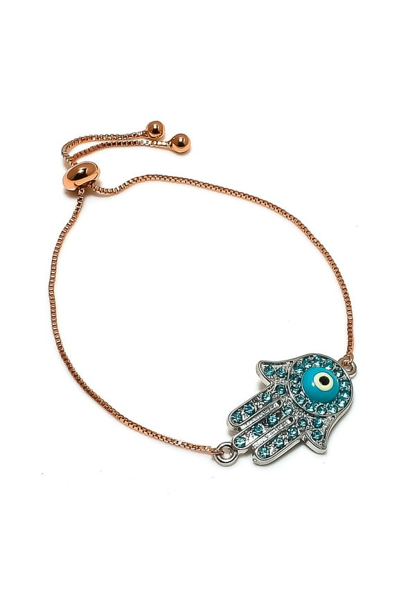 Natural Blue Evil Eye, Topaz Gemstone 925 Sterling Silver Bracelet 7-8"