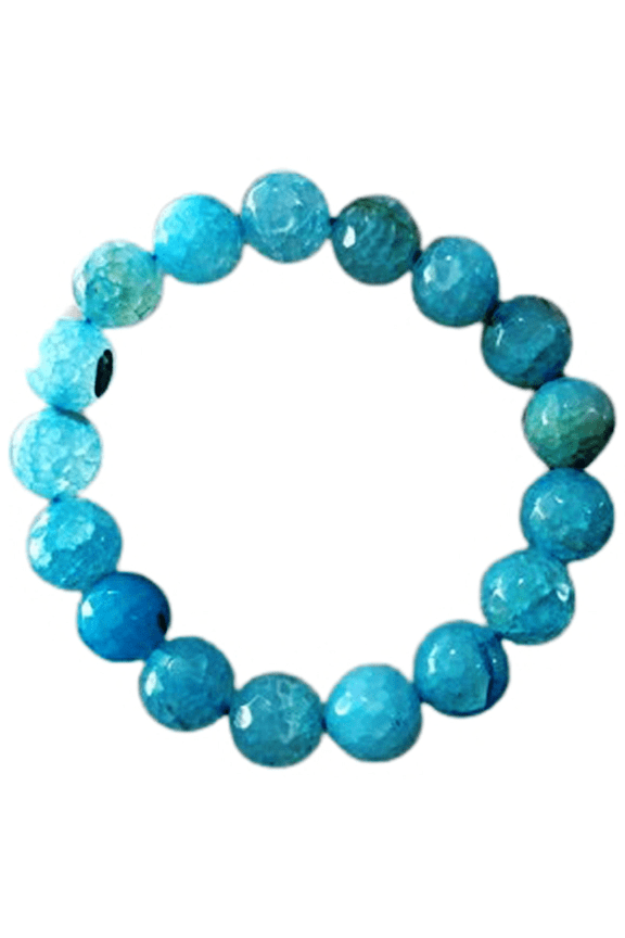 Natural Blue Fire Crackle Agate 12mm Round Shape Smooth Cut Beads Stretchable Bracelet for Men & Women.