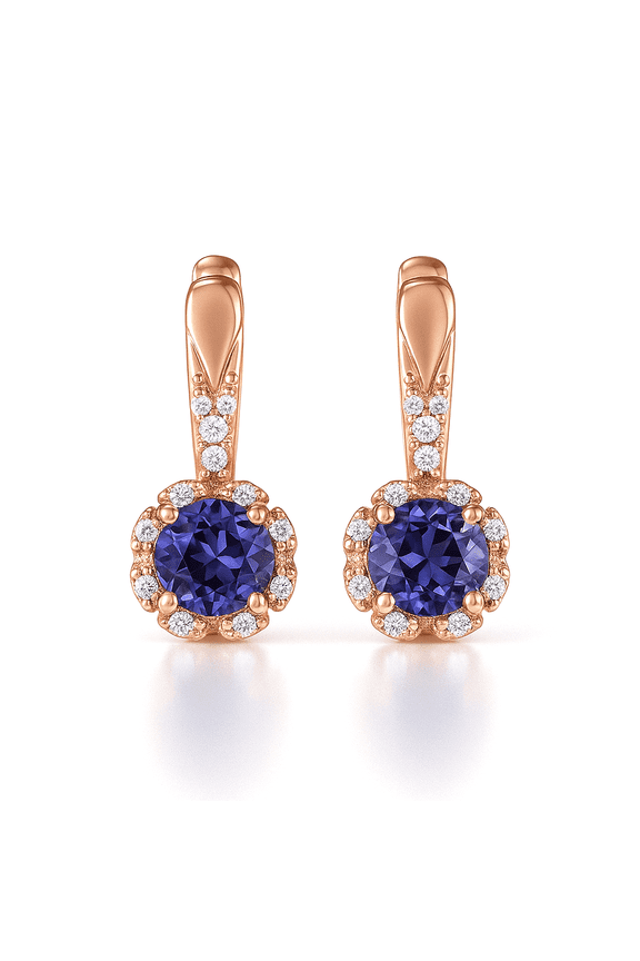 925 Sterling Silver Voilet Iolite Earrings Ideal for September Birthday Gifts
