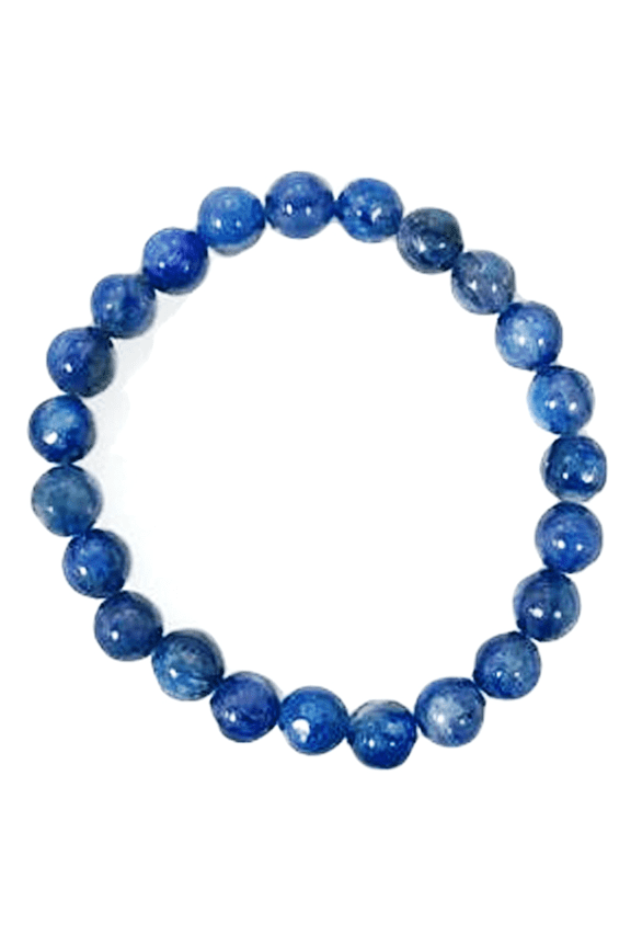Natural Blue Kunzite 8mm Round Shape Smooth Cut Beads Stretchable Bracelet for Men & Women.